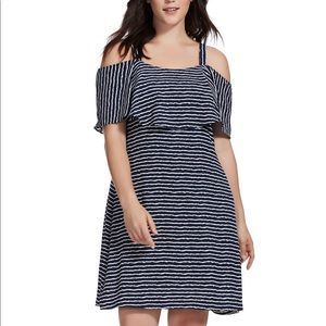 Robbie Bee Dress 14w Navy Cold Shoulder